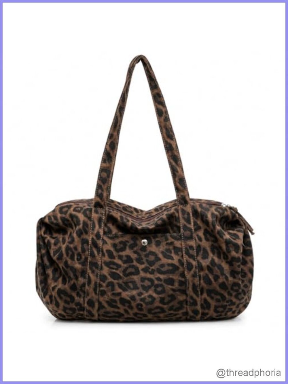 Y2K Leopard Print Canvas Bowler Tote Bag Shoulder Purse Women's
